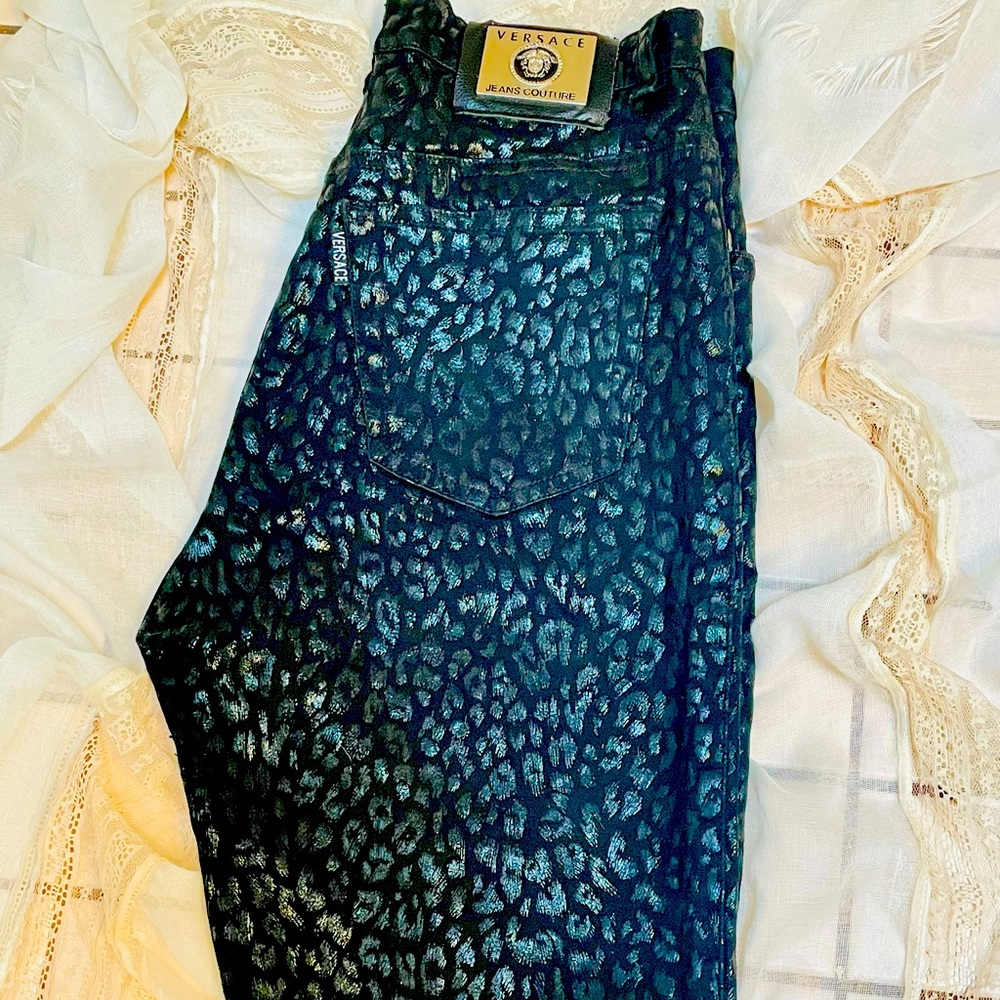 High waisted, tight fitting, Versace pants, sexy!!